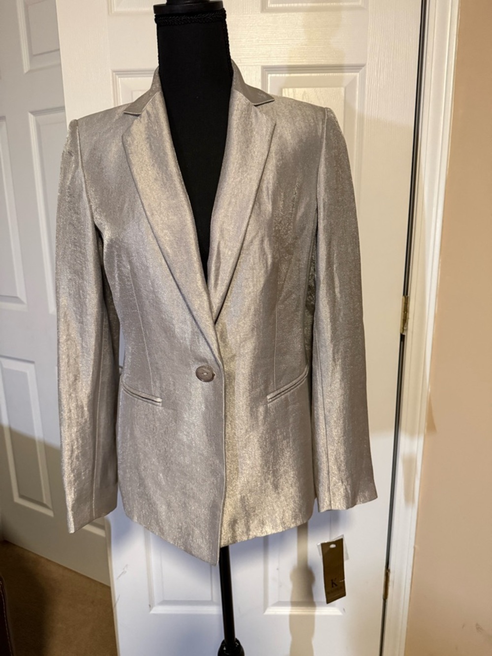 Kasper Metallic Silver Blazer Jacket